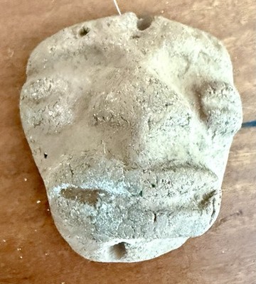Ancient Antique Pre Columbian Human Effigy Head Pendant Inca Peru 1500 s