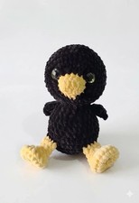     Handmade Crochet Black Duck Amigurumi Plush Toy  Soft Velvet Yarn