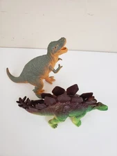 Dinosaurs Dolgen Dinos Stegosaurus Tyrannosaurus Figurine Plastic Lot 2