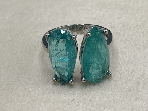 Bague tourmaline Paraiba en argent 925 taille 56 - Photo 8/14