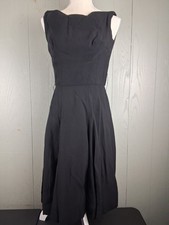 VINTAGE 50s Betty Carol Mamselle Little Black Dress SMALL Swing Dance Boat Neck