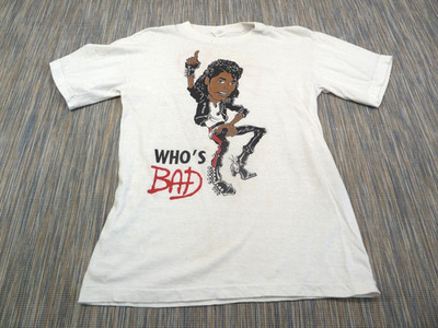 Vintage Michael Jackson T-Shirt Herren Small weiß Who s Bad Tour 1988 Grafik Tee