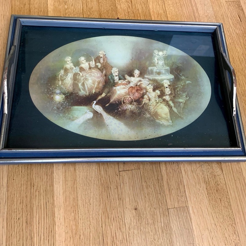 Vintage Tray Wooden Victorian Women 18"x12" VC