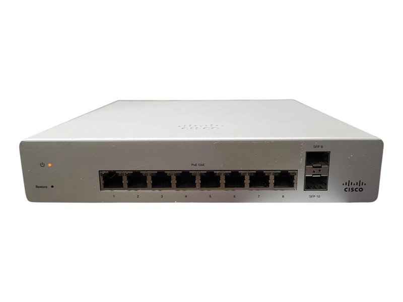 Cisco Meraki MS220-8P 8-Port Gigabit PoE Cloud Managed Network Switch, Unclaimed