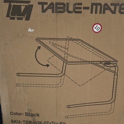 Table-Mate Black Adjustable Height Folding TV Tray Table, 28-31 in Tall