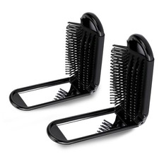 2 Pcs Foldable Travel Hair Brush with Mirror Compact Portable Hairbrush