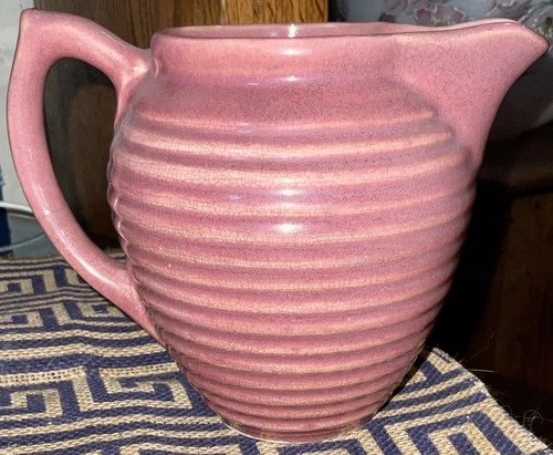 1940s Hull Pottery Ringware Pink Mauve Ringware Gravy Creamer Pitcher 5.25” Vtg
