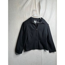 Sag Harbor Black 100 Wool Zip Up Jacket Blazer Size 10 Pure New Woolmark