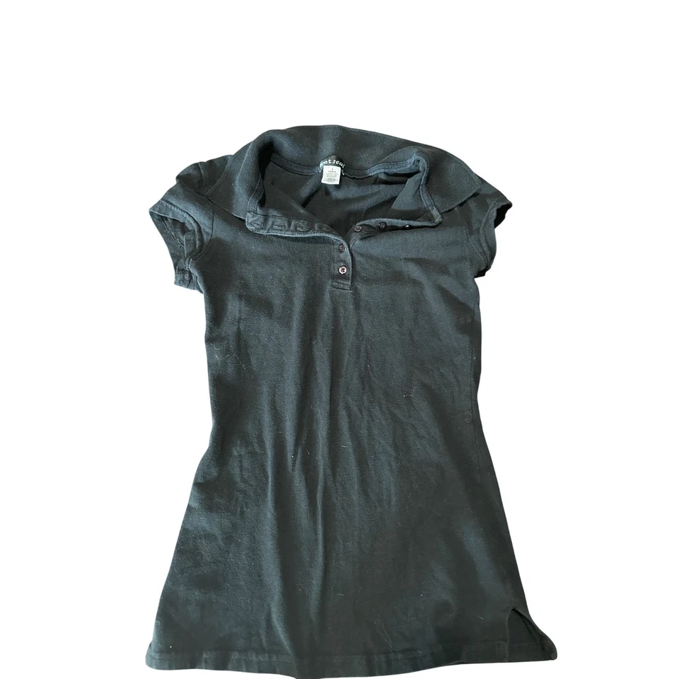 Y2K Wet Seal Chico Black Cotton Spandex Short Sleeve Polo Shirt Womens Size S - Image 3 of 4