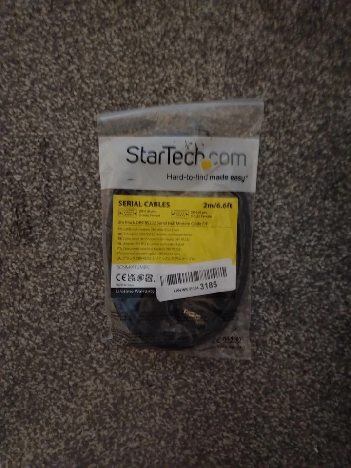 StarTech.com (2m) DB9 RS232 Serial Null Modem Cable - F/F (Black) - Image 2 of 3