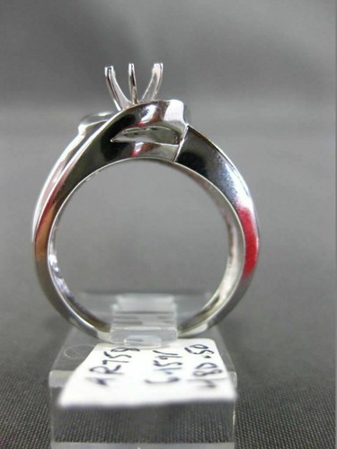 ESTATE WIDE .50CT DIAMOND 14KT WHITE GOLD SWIRL SEMI MOUNT ENGAGEMENT RING - Picture 7 of 12