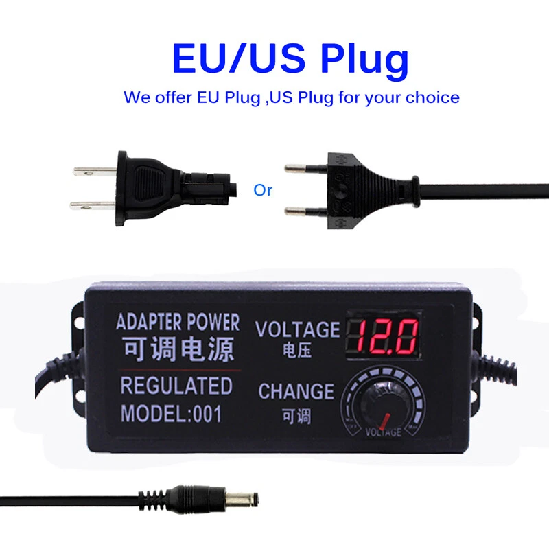 AC to DC3-12V 9-24V Adjustable Regulated Adapter Power Supply Adapter EU/US Plug - Image 4 of 4