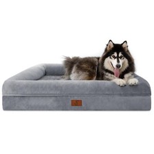 XL Dog Bed, Orthopedic Washable Dog Bed with Removable Cover, Grey Waterproof...