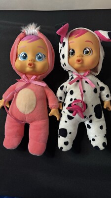 Cry Babies Tiny Cuddles Plush 2 Toy Dolls - Dotty Cow & Fancy Flamingo