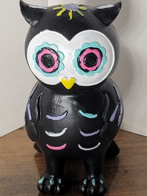 Day of the Dead Adorable Sugar Skull Owl Dia De Los Muertos figurine