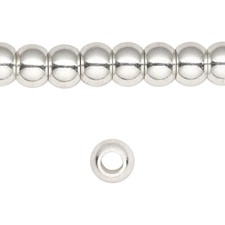 Silver Plated Finished Brass Pony Beads 8x6mm Large Hole 1 Strand 