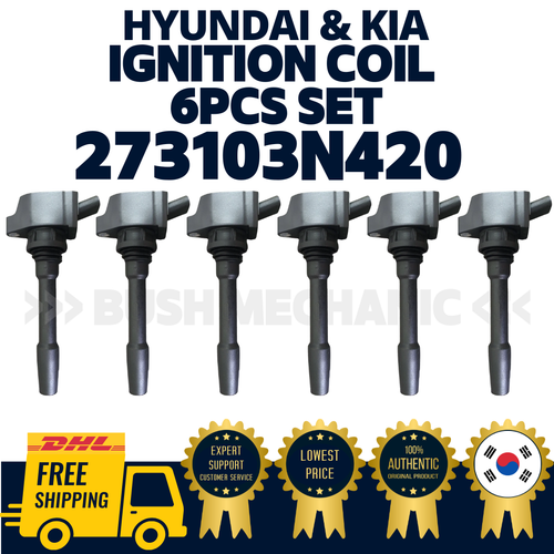GENUINE OEM Hyundai Kia Ignition Coil 6PC Set 273103N420 Santa Fe Staria Sorento - 第 1/1 張圖片