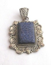 dark blue Druzy Pendant smooth stone