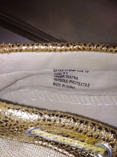 Vanity Shoes Gold Sparkle Glitter Slip On Flats Size 6.5 E Champion 70 - Picture 5 of 7