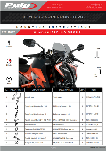 Puig Naked Sport Pantalla Parabrisas Humo Claro KTM 1290 Superduke R / Evo 20-24 - Imagen 8 de 10