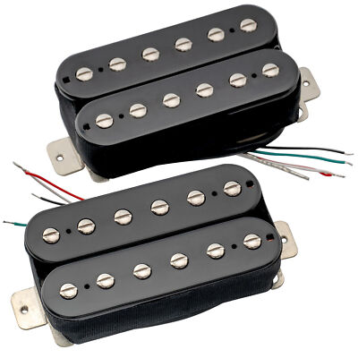 Artec HBBA-TBN-BK Black Alnico 5 Uncovered Humbucker Electric Guitar Pickups Set