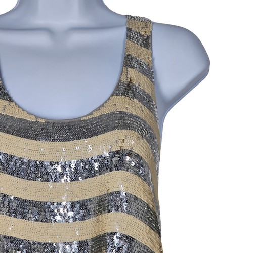 Haute Hippie Silk Sequin Striped Racerback Tank Top Scoop Neck Women's Large - Picture 22 of 24