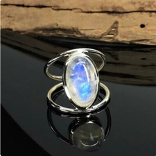 Fire Moonstone Ring 925 Sterling Silver Love Ring Women's Ring Anniversary Gift