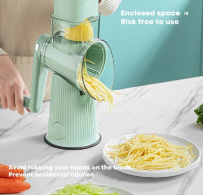 Sumetas Cheese Grater,Rotary Cheese Grater,3 in 1 Rotary Grater Vegetable Slicer