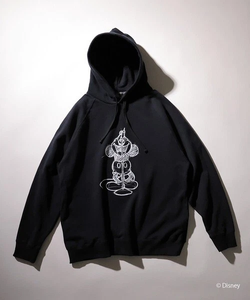 NUMBER N INE MICKEY MOUSE DRAWING OS PULLOVER HOODIE NUMBER NINE BLACK 2