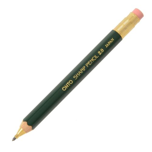OHTO Mechanical Pencil Wood Sharp w/Eraser 2.0mm Green Body From Japan - Picture 1 of 4