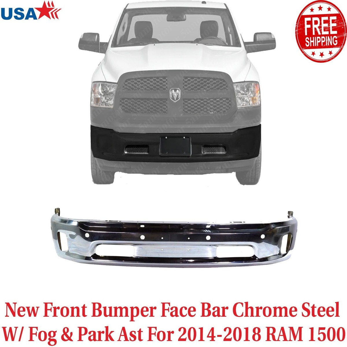 SAIQINGSP Chrome Front Bumper Face Bar Compatible with 2013