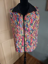 Caroline Rose Multi Colored Zip Up Ladies Small Vest Made In USA