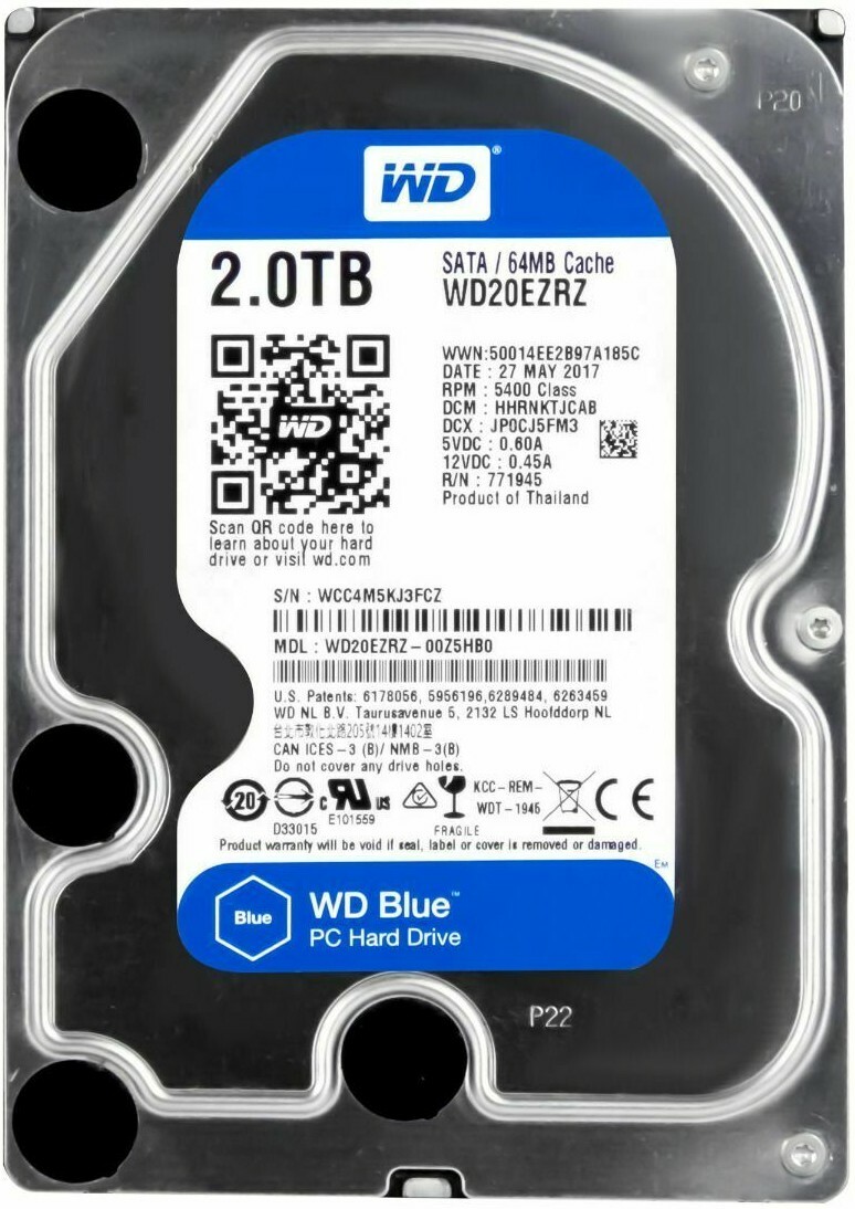 Western Digital Blue 2TB 2000GB 5400RPM 64MB Cache SATA III