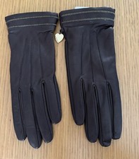 Guanti donna pelle cuore marrone MOSCHINO Italy nuovi con etichette taglia 7 foderati seta moto