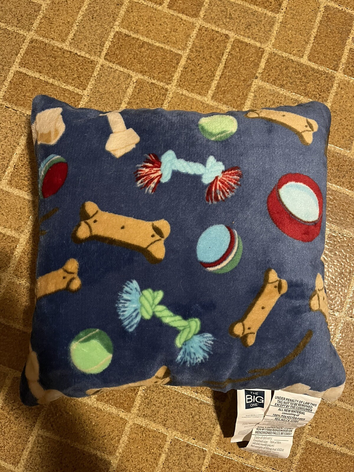 The Big One Throw Pillow Dog Bones and Toys eBay