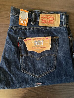 New Men's Levi's 501 Button Fly Original Fit Dark Wash (#115010194