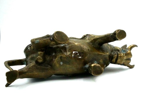 Vintage Bronze Brass Chinese Year of the Ox Feng Shui Granting Bull w Dragon - Picture 8 of 10