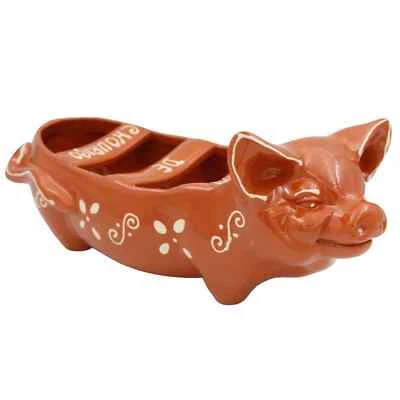 CERAMICA EDGAR PICAS Traditional Portuguese Clay Terracotta Happy Pig Sausage Roaster