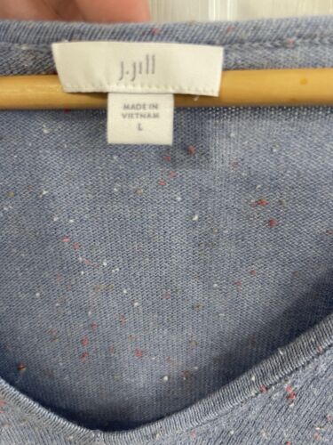 J Jill Light Sweater Womens Large V Neck Blue Minimalist 3/4 Sleeve - Picture 2 of 4