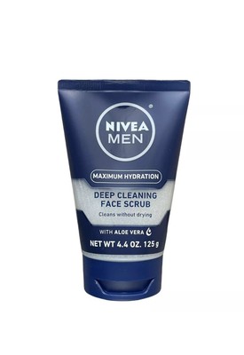 NIVEA MEN Maximum Hydration Deep Cleaning Face Scrub with Aloe Vera, 4.4 Oz Tube
