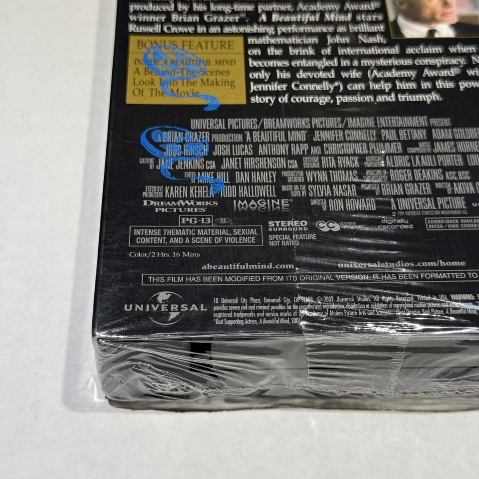 A Beautiful Mind VHS 2002 Awards Edition New Sealed - Image 4 of 4
