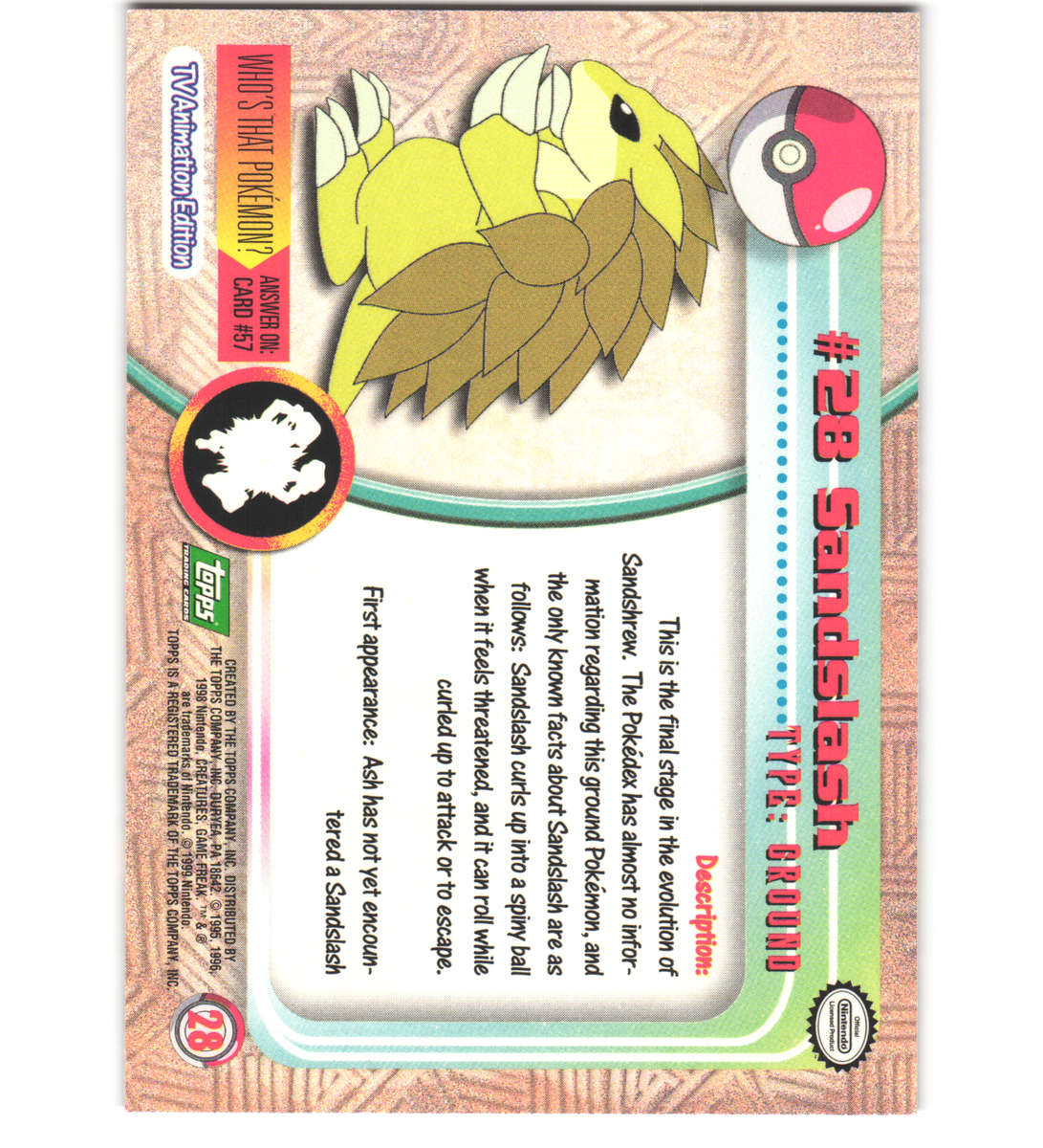 Pokemon 1999 Near Mint Topps Series 1 3rd Print Green Logo