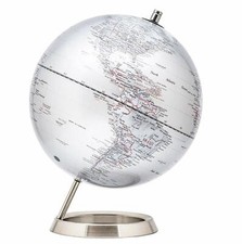 Exerz Educational Swivel World Globe Metallic Silver Desktop Globe Dia 25CM