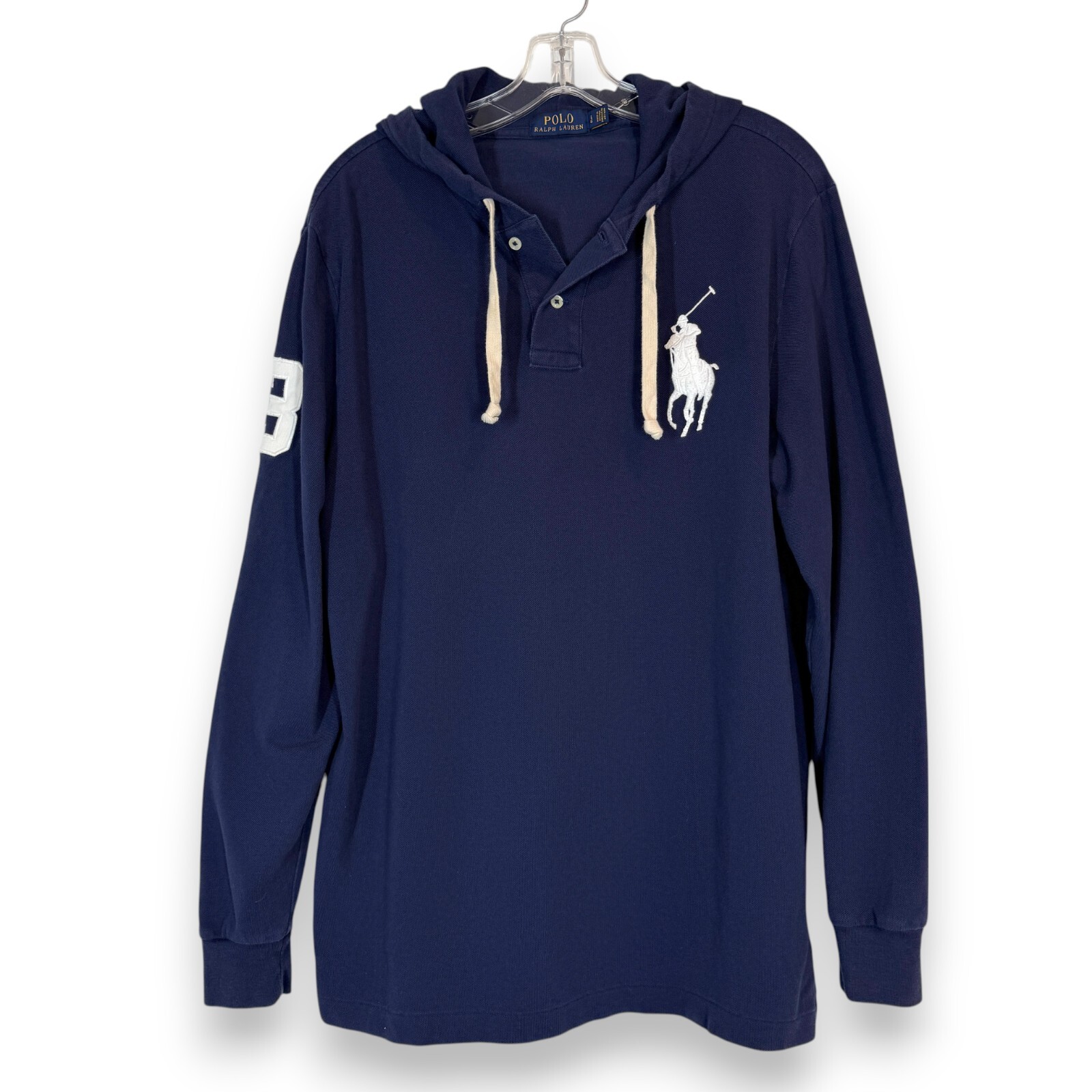 Polo Ralph Lauren Felpa con Cappuccio Grande Blu Big Pony Shirt Preppy Hood