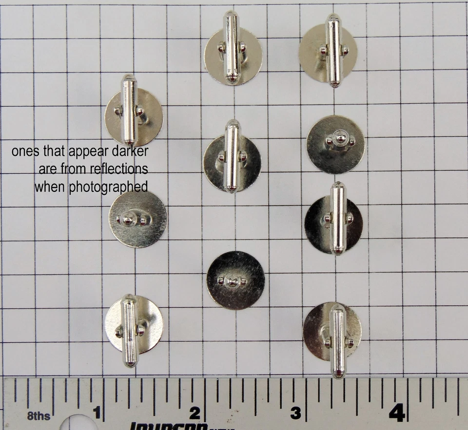 100 gemelos de metal plateado en blanco 15 mm almohadilla redonda encontrar 50 pares de gemelos Foto 3 de 4