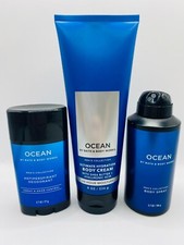 BATH  BODY WORKS OCEAN MENS BODY SPRAY BODY CREAM DEODORANT SET OF 3 FREE SHIP