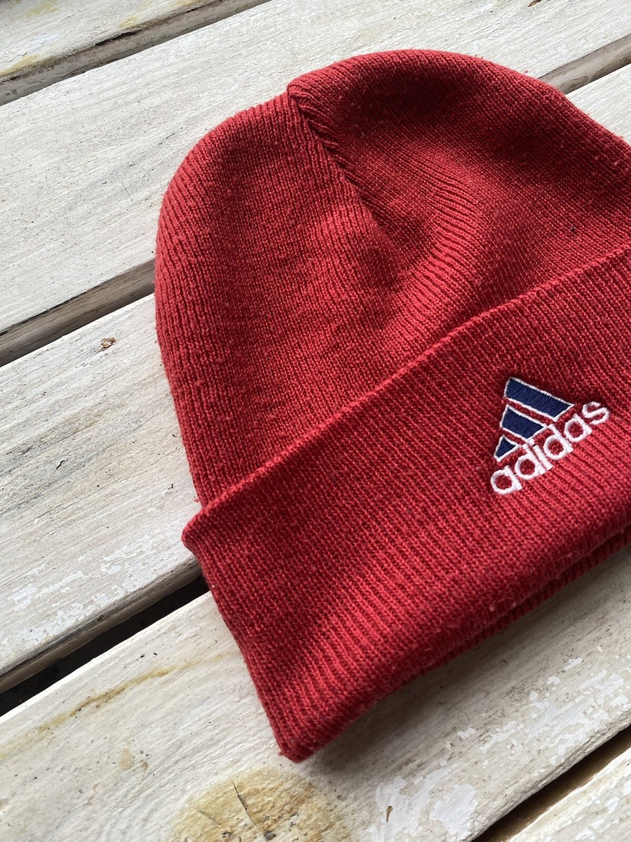 ADIDAS Y2K RED EMBROIDERED LOGO BEANIE HAT Adult OS | eBay