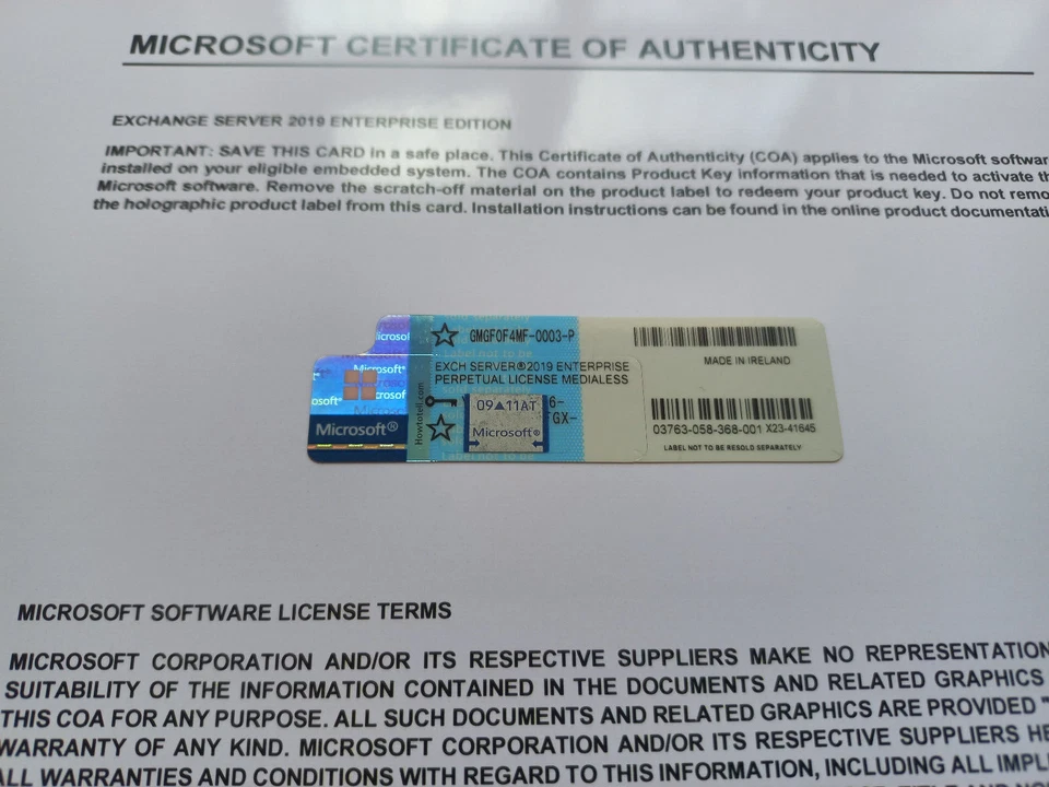 Microsoft Exchange Server 2019 ENTERPRISE w 1000 CAL CoA GMGF0F4MF AUTHENTIC - Image 3 of 4