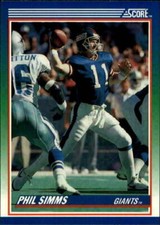 1990 SCORE NFL FOOTBALL Sports Trading Card #5 - PHIL SIMMS, New York Giants