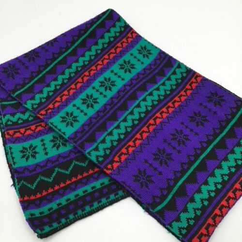 Reversible Unisex Winter Scarf Scandinavian Nordic Vibes Snowflake Fair Isles